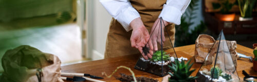 Woman making terrarium 1